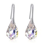 Meow Star Crystal Teardrop Earrings S925 Sterling Silver Dangle Earrings Gold Plated Earrings for Women, Sterling Silver, crystal