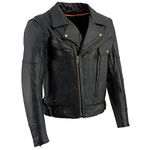 Milwaukee Leather LKM1770 Men's Black Premium Thick Leather Motorcycle Jacket Brando Style Biker Jacket - Large