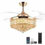 oltao Picola Smart Chandelier Fan with BLDC Motor, Dimmable 3 Colour LED Light, Alexa & Google Home Compatible, Remote & App Control