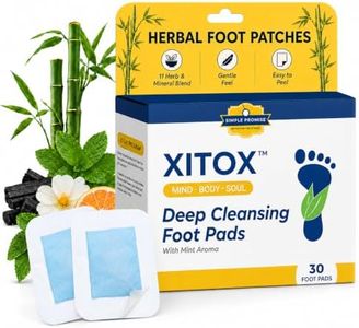 Simple Promise Xitox Foot Pads, Herbal Foot Patches for Nighttime Routine, Rejuvenates Your Body for Restful Sleep, Contains Bamboo Vinegar & Tourmaline, Easy Adhesive Application, 30 Count
