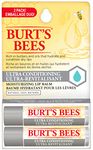 Burt's Bees Hydrating Lip Balm for Dry Chapped and Cracked Lips 100% Natural Origin, Ultra Conditioning with Kokum Butter, Shea Butter, and Cocoa Butter, Unscented, 2 Tubes