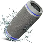 TREBLAB HD77 Gray - Bluetooth Portable Speaker-360° HD Surround Sound-Wireless Dual Pairing-30W-DualBass Technology-Up to 20H of Run (Renewed)