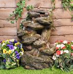 Ambienté 55cm Dakota Falls Rock Garden Water Feature Fountain Cascade with LED Lights by Primrose