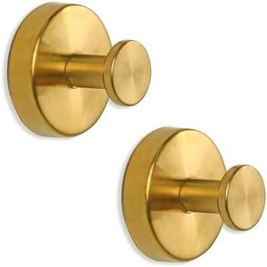 Season 2 Season Suction Cup Hooks for Shower, Heavy Duty Wreaths Hangers for Glass Door Window, Towel Hook No Drill Holder on Smooth Wall, Mirror, Tile for Home (2Pcs Gold)