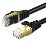 TNP CAT 7 Ethernet Cable 10ft High Speed 10 Gbps 600MHz Black CAT7 Connector LAN Network Gigabit Internet Wire Patch Cord with Professional S/STP Gold Plated Premium Shielded Twisted Pair