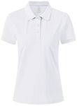 MoFiz Women Ladies Golf Polo Shirt Short-Sleeve Casual Sports Tennis Top Cotton Breathable Classic Pique Polo Shirts White Size M