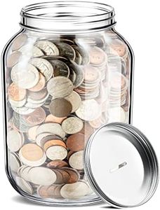 Large Glass Tip Jar with Slotted silver Lid Large Coin Bank Jar Holds about 30000 in Coins 1 Gallon Change Jar Large Coin Bank Glass Piggy Bank for Raffle Ticket Drawing Adults Fund Kid Gift