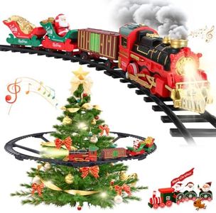 Hnjugfe Electric Train Toy Set for Kids, Christmas Toy Steam Locomotive with Lights, Sound, Rechargeable Battery Operated, Tracks, Carriage, Ages 4-7