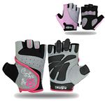 BeSmart Weight Lifting Gloves for Women Gym gloves with Support for Workout Training gloves Cycling Ladies for Women with Palm Grip Exercise Fitness, Hanging, Pull ups, MTB Bike Half Finger Bicycle Palm Gel Silicone Fingerless