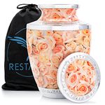 RESTAALL Pink Rose Ashes urn. Cremation urns for Human Ashes Adult Female mom. Decorative urns for Ashes for Humans