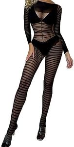 YiZYiF Women Bodystocking Ice Silky Smooth Nylon Jumpsuits Transparent Bodysuits Pantyhose Shapewear Type G Black One Size