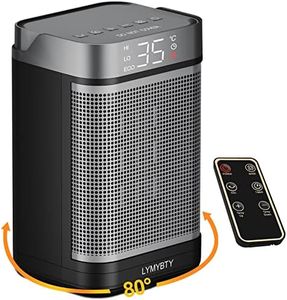 Electric Space Heater, 1500W PTC Ceramic Heater with Thermostat, Fan Heaters for Home Low Energy, Remote Control 1-12H Timer, 4 Mode 80 Degree Oscillation Overheating and Tip-Over Protection (Square)
