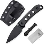 TANSOLE Fixed Blade Hunting Knives,5.3 inch D2 steel G10 Handle EDC Knife with Kydex Sheath, Couteau de Chasse with Pocket Clip and Paracord for Outdoor Hiking, Camping, Survival and Adventure Full Tang Tactical Knife (Black)