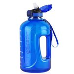 GIFUBOWA Big Water Bottle 3 Litre with Straw Clear Motivational Time Marking Large Drink XL 3l Jug with Handle for Sports Gym