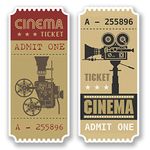 2 x 10cm Retro Cinema Ticket Vinyl Stickers Decals Laptop Movie Lover Fun #5712 (4.5cm Wide x 10cm Tall)