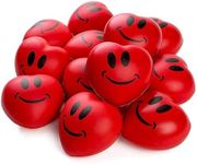 Neliblu Heart Stress Balls - Valentines Day Red Hearts 3" Smile Face Squeeze Stress Relief Heart Shape Stress Ball - Fun Party Favors for Kids and Adults (2 Dozen) - Heart Shape Mini Foam Balls