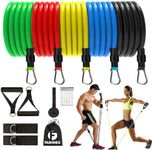 Fashnex Resistance Bands Set for Exercise, Stretching and Workout Toning Tube Kit with Foam Handles, Door Anchor, Ankle Strap and Carrying Bag for Men, Women