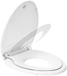 Elongated Toilet Seat with Built in Potty Training Seat, Potty Training Toilet Seat for Toddlers, Magnetic Kids Seat and Cover, Slow Close and Never Loosen, Fits both Adult and Child, White, 19"