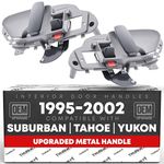 Interior Door Handle, Front Right & Left - Compatible with 1995-2000 Chevrolet, GMC C/K 1500, 2500, 3500, Suburban, Tahoe, Yukon - Textured Gray, Metal - OEM 15708043, 15708044, 77187CD, 77186CD