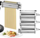 VEVOR Pasta Attachment for KitchenAid Stand Mixer, Stainless Steel Pasta Roller Cutter Set Including Pasta Sheet Roller, Spaghetti and Fettuccine Cutter, 8 Adjustable Thickness Knob Pasta Maker, 3Pcs