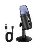 Deruaku Usb Microphone,Rgb Gaming Microphone For Pc,With Pop Filter And Tripod,Podcast Microphone 180° Rotation,Pc Microphone,Condenser Microphones For Gaming,Recording,Streaming,Podcasting