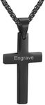 PROSTEEL Customize Name Necklace Cross Necklace Black Stainless Steel Chain Christian Jewelry
