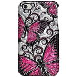 Amzer 3D Metallic Snap On Case Cover for iPhone 4/4S - Pink Butterflies