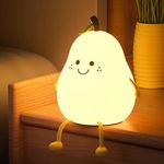 LADWOKFI Silicone Night Light Lamp Cute Pear USB 1200mAh Rechargeable Lights Bedroom with Timing Function 7 Color Dimmable Night Light Nightlights for Kids Adult Room/Bedroom Gift