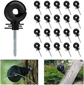 VinBee 20Pcs Black Electric Fence Insulator Screw-in Insulator Fence Ring Post Wood Post Insulator