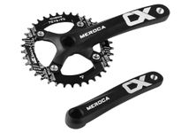 ZTZ Mountain Bike 170mm Crankset with 104 BCD 32/34/36/38T Chainring, Aluminum Alloy MTB Crank Narrow Wide CNC Round Chainring Bolts Fit for Mountain Bike, Road Bike Crank (34T, Black)