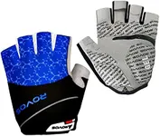 ROVOS Cycling Gloves Gel Men Bike Gloves Biking Gloves Half Finger Bicycle Gloves- Anti Slip Shock Absorbing 5mm Padded Breathable Mountain Bike Gloves for Women (Blue,Large)