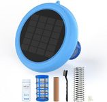 Solar Pool Ionizer - Copper Pool Ionizer for Above Ground & Inground Pools, Floating Water Purifier for Pools Up to 35,000 Gallons with Large Solar Panel & Lasting Anode, 85% Less Chlorine (Blue B)