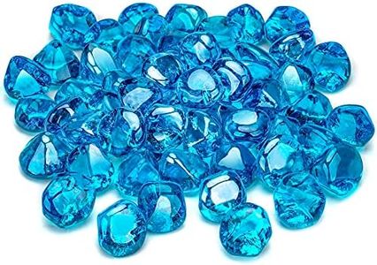 Stanbroil 10-Pound Fire Glass Diamonds - 1/2 inch Luster Fire Glass for Fireplace Fire Pit and Landscaping, Caribbean Blue Luster