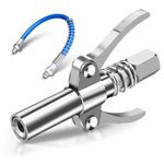 folteitei Double Handle Grease Gun Coupler, Leak-Proof Locking Jaw Design, Compatible with M6/M8/M10/M12/M14 Fittings, 1/8" NPT Thread for All Grease Guns