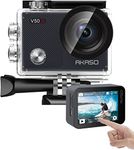 AKASO V50X - Action Camera for Bike with 4k30FPS Touch Screen, Waterpoof Mini Vlogging Camera for Photo and Video, Remote Control 5X Zoom with Helmet Camera Accessories Kit