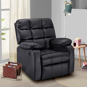 Sleepyhead RX5 - Single Seater Leatherette Manual Recliner with Durable Spring Support | Stylish Upholstery | Snug Fit for Luxurious Comfort (Glossy Dark Night) Black