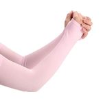 INNERSTYLE Cotton UV Sun Protection Stretchable Arm Sleeves with Thumb hole Hand Socks for Men and Women (Pink)