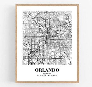 Eleville 8X10 Unframed Orlando Florida City View Abstract Road Modern Map Art Print Poster Wall Office Home Decor Minimalist Line Art Hometown Housewarming wgn436