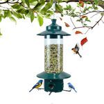 Bird Feeder for Outdoors Hanging, Squirrel Proof Bird Feeders,Metal Wild Bird Seed Feeders with 4.8lb Capacity,4 Ports Tube Feeders for Bluebird, Cardinal,Finch,Blue Jay, Weather-Resistant, Green