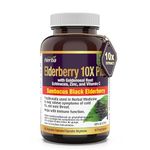 Herba Sambucus Black Elderberry Capsules – 2,000mg Equivalent | Immune Booster for Adults | 10:1 with Echinacea and Goldenseal Root, Vitamin C, and Zinc | Elderberry Supplement to Help Relieve Symptoms of Cold, Flu, and Sore Throat | Extra Strength 60 Vegetable Capsules