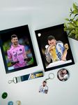 SINCE 7 STORE Lionel Messi World Cup 2022 Winner Special Giftbox For Leo Messi Fans INCLUDES: TWO 5X7 inches Frames, 1Keychain,1 Goat tag,1Badge-Multicolor