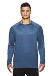 Gaiam Men's Long Sleeve Relaxed Fit T Shirt - Yoga & Workout Activewear Top - Champion Blue Wing Teal Heather, Medium