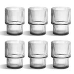 Set of 6 Exquisite Origami Style Drinking Glass - Durable Ribbed Glasses with Scratch-Resistant Design - Dishwasher Safe Vintage Glass Cups - Perfect for Elegant Occasion, Weddings, Parties, Birthdays