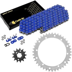 Caltric Blue O-Ring Drive Chain and Sprockets Kit Compatible with Yamaha Warrior 350 YFM350X 1989-2004 Blue