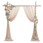 Wedding Arch Draping Fabric, 2 Panels 28" x 19Ft Deep Champagne Wedding Arch Drapes Sheer Backdrop Curtain for Wedding Ceremony Party Ceiling Decor