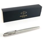 Personalized Custom Parker Jotter SS fountain pen + Gift Box | Laser Engraved - chrome trim