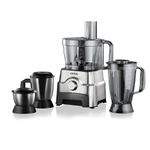Usha FP 3811 1000W Food Processor with 13 Accessories | Copper Motor | 3.5L Bowl, 3 Jars, Juicing Attachments | 12 Applications | Premium SS Finish, Black & Steel