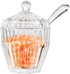 H&D HYALINE & DORA 5 Oz Glass Salt Cellar with Lid Serving Spoon Clear Salt Pot Pepper Storage Jar for Salt, Sugar and Pepper Crystal Glass Spices Jar, Dishwasher Safe(1 Pieces)
