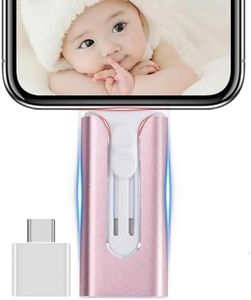 iPhone Flash Drive,256GB Photo Stick USB Drive,4 in 1 iPhone USB Memory Stick iPhone Thumb Drive USB Stick for iPhone15/14/13/12/11/X/XS.../PC/iPad Type C and Micro USB Phone Devices (Pink)