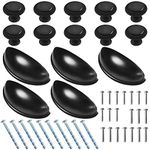 SourceTon Set of 15, Cabinet Knobs and Cup Handles, 5 Pieces 3 Inch Kitchen Cup Pulls and 10 Pieces Cabinet Hardware Round Knob Set with Mounting Screws